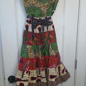 Twelfth Street by Cynthia Vincent Green and Gold Patterned Skirt